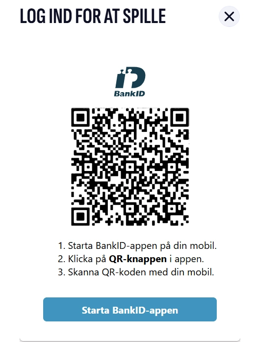 Swiper Danmarks registreringsside med MitID